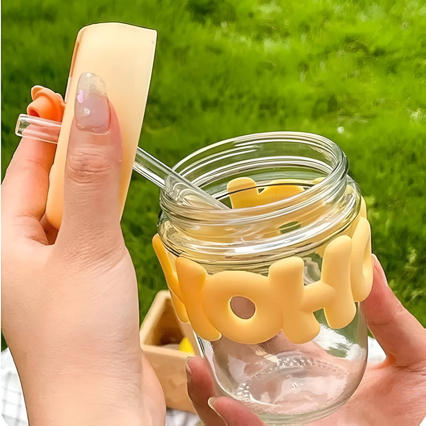 Kids Glass Cup with Straw
