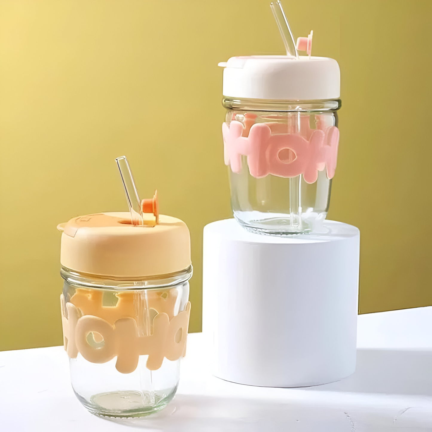 Kids Glass Cup with Straw