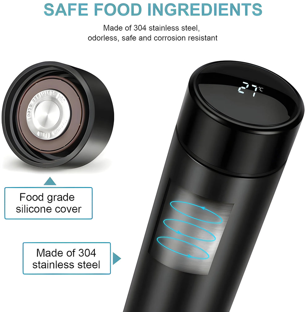 Smart Vacuum Insulated Water Bottle with LED Temperature